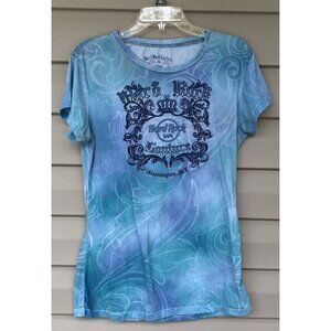 Hard Rock Cafe T Shirt Womans Couture XL Blue Washington DC Tie Dye
